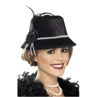 Chapeau cloché noir années 1920 - 55 cm