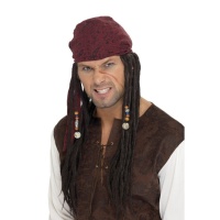 Perruque de pirate avec perles et bandana