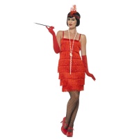 Costume de charleston à franges rouges des années 1920