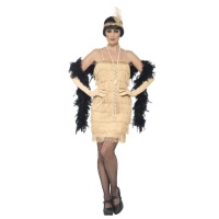 Costume Charleston à franges crème des années 1920