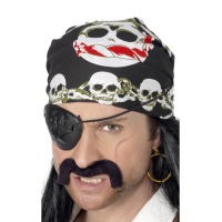 Foulard de pirate noir avec crânes