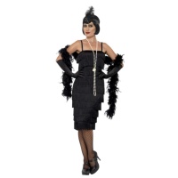 Costume charleston à franges noires des années 20
