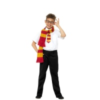 Tenue de sorcier Harry pour enfants avec lunettes, écharpe et cravate