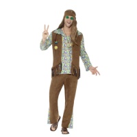 Costume de hippie avec fleurs multicolores pour hommes