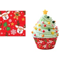 Caissettes à cupcakes de 5 cm à motifs de rennes - 50 pièces