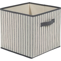 Panier de rangement gris à rayures - 30 x 30 x 29 cm