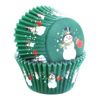 Capsules à cupcake vert bonhomme de neige avec intérieur en aluminium - PME - 30 pcs.