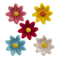 Figurines en sucre marguerites multicolores 3 cm - Dekora - 77 unités