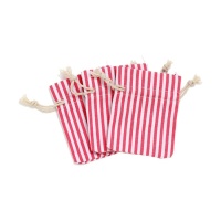 Sacs cadeaux en coton rayé rouge 9 cm - 3 pcs.