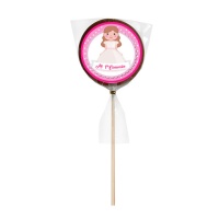 Sucette chocolatée Communion girl assortie 35 gr - 1 unité