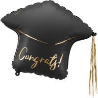 Ballon de graduation noir en forme de toque, 53 x 44 cm