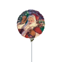 Ballon rond Père Noël avec tige 16 cm - Anagramme