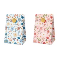 Sac cadeau en papier floral 20,5 x 11,5 x 7,5 cm - 4 pcs.