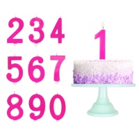 Bougies à chiffres de 11,5 cm, rose métallisé