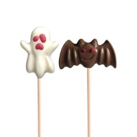 Sucette au chocolat chauve-souris et fantôme 25 gr - 1 pièce