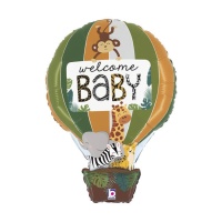 Ballon globe animal avec message Welcome Baby 76 cm - Grabo