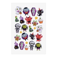 Stickers Halloween figures effrayantes en relief - 1 feuille