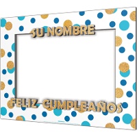 Cadre de photomaton à pois dorés et bleus