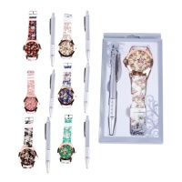 Horloge florale dans une boîte cadeau assortie - 1 pc.