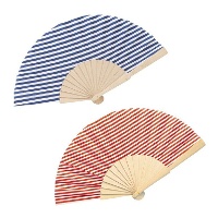 Éventail à rayures rouge ou bleu assorti - 1 unité