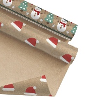 Papier cadeau Père Noël ou bonhomme de neige 5 x 0,70 m - 1 unité