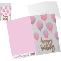 Carte d'anniversaire Joyeux anniversaire ballons roses