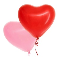 Ballons en latex coeur rouge et rose 28 cm - 6 pcs.