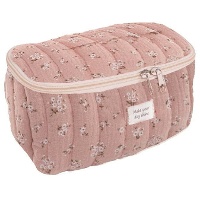 Trousse de toilette rose à fleurs, 20 x 12 x 12 cm