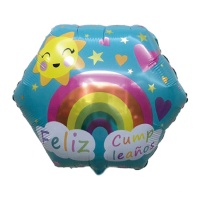 Ballon Hexagonal Joyeux Anniversaire 60 cm