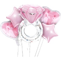 Bouquet de bague en diamant argent et rose - 5 unités