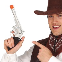 Pistolet de cowboy argenté - 29 cm