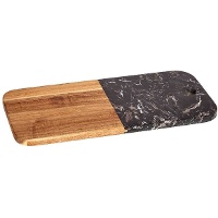 Planche à découper de 38 x 18 cm en bois et marbre - 1 unité