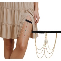 Jarretière à chaînes et pierres colorées