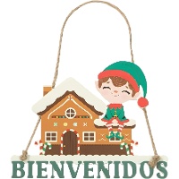 Panneau « BIENVENIDOS » avec elfe de Noël de 18,5 x 14 cm
