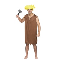Costume brun d'homme des cavernes avec coiffe pour hommes