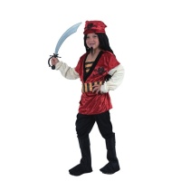Costume de pirate rouge avec tête de mort pour enfants