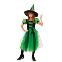 Costume de sorcière verte avec chapeau pour filles