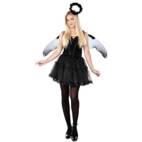 Costume d'ange noir avec ailes pour femmes