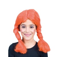 Perruque orange avec tresses pour enfants