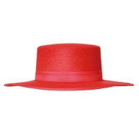 Chapeau cordobes rouge avec ruban - 56 cm