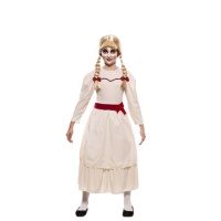 Costume de poupée diabolique avec robe blanche pour filles