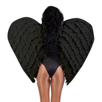 Grandes ailes en plumes noires - 100 x 80 cm