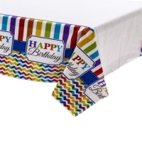 Nappe Happy Birthday Rainbow - 1,37 x 2,59 m