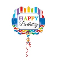 Ballon XL Happy Birthday Rainbow - 63 x 55 cm