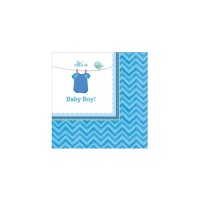 Serviettes de table Blue Baby Party 12.5 x 12.5 cm - 16 pièces