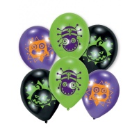 Ballons en latex avec des figures amusantes d'Halloween - 6 pcs.