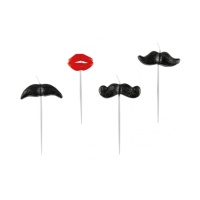 Bougies Moustache 2 x 2 cm - 4 unités