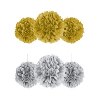 Pompons en papier à suspendre - 3 pcs.