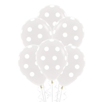 Ballons en latex transparents à pois blancs 30 cm - Sempertex - 12 pcs.