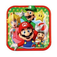 Assiettes carrées Super Mario 18 cm - 8 pcs.